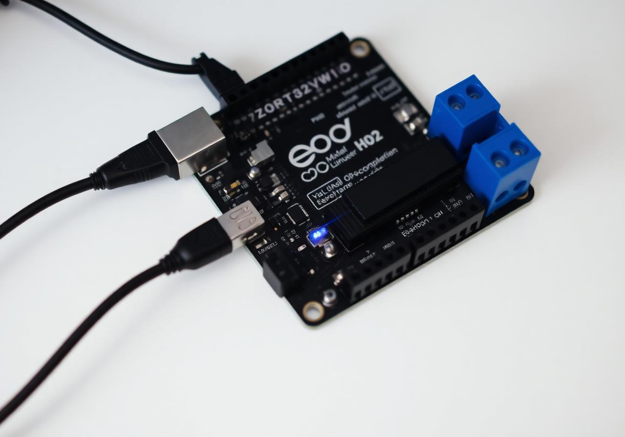 Módulo ESP32 com relé utilizado em projetos de automação